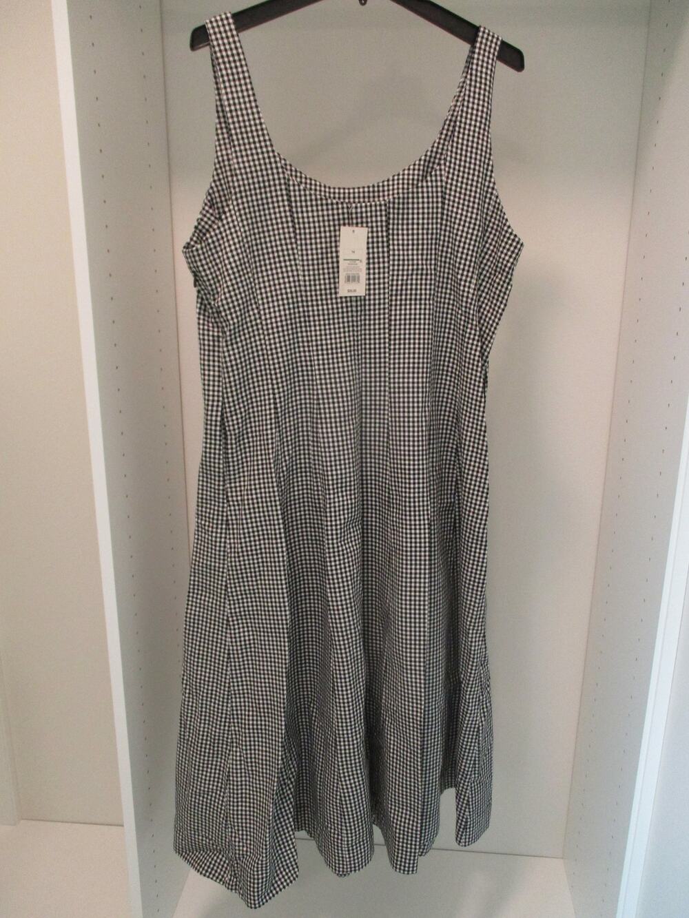 A NEW DAY BLACK WHITE GINGHAM SLEEVELESS MIDI DRESS SIZE 14